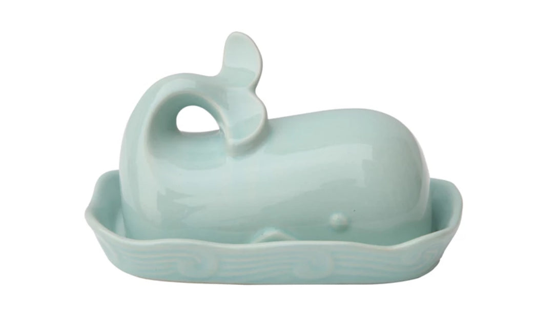 Whale Stoneware Butter Dish