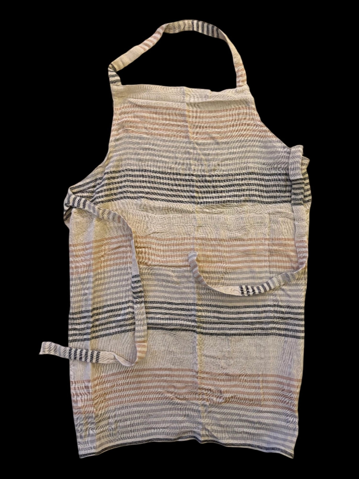 32''x28'' Cotton Apron with Grey, Black & Gold Stripe - Bumble & Bleat Soapery