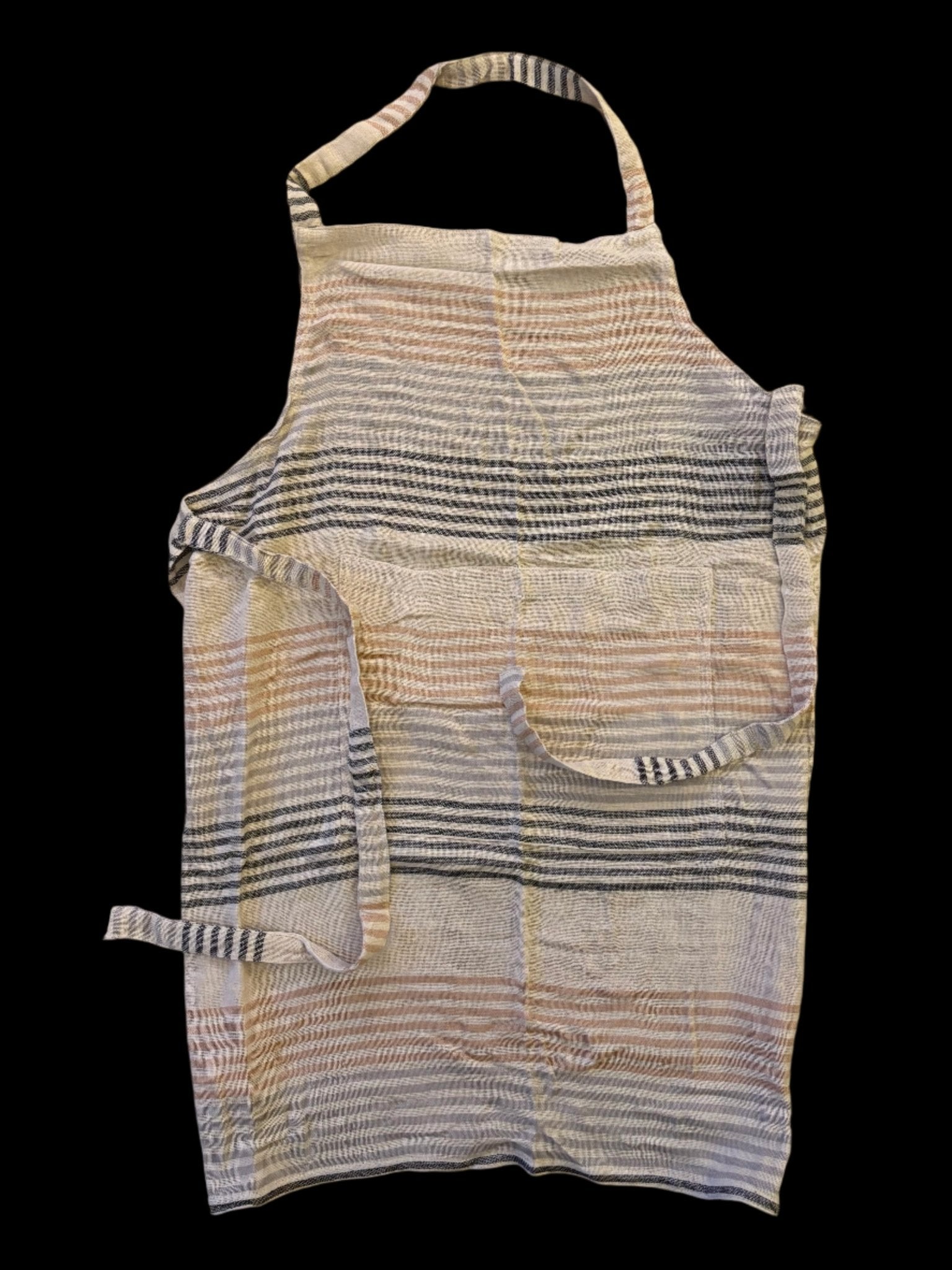 32''x28'' Cotton Apron with Grey, Black & Gold Stripe - Bumble & Bleat Soapery