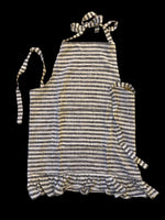 32''X28'' Cotton Woven Apron w/ Pocket and Ruffle, Black/Cream - Bumble & Bleat Soapery