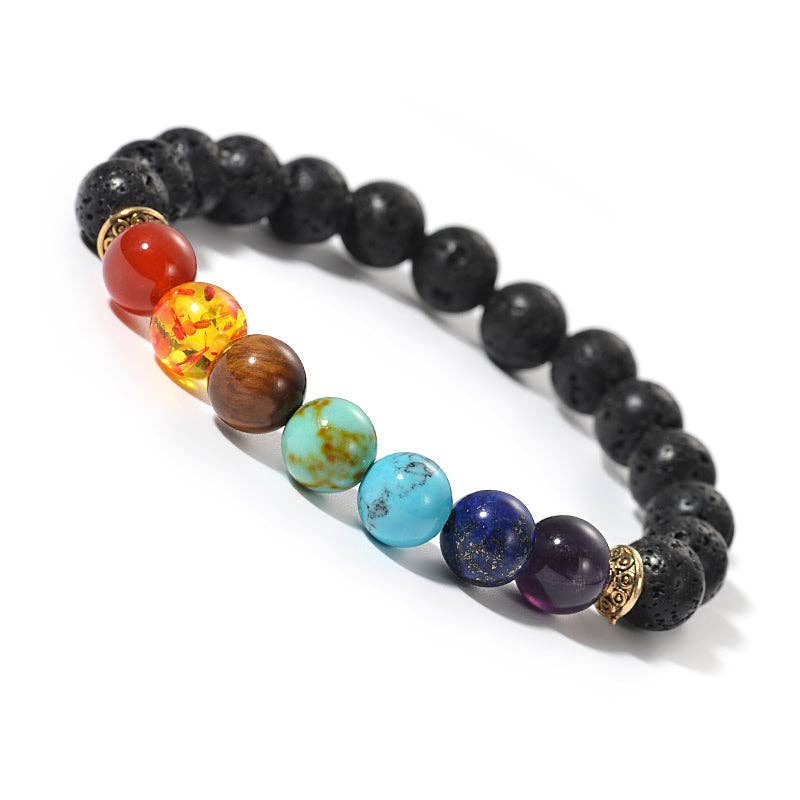 7 Chakra Bracelet - Lava Diffuser Bracelet - Bumble & Bleat Soapery