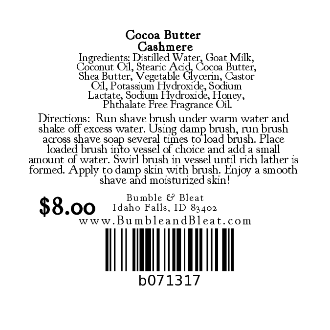 Cocoa Butter Cashmere Women’s Shave Soap