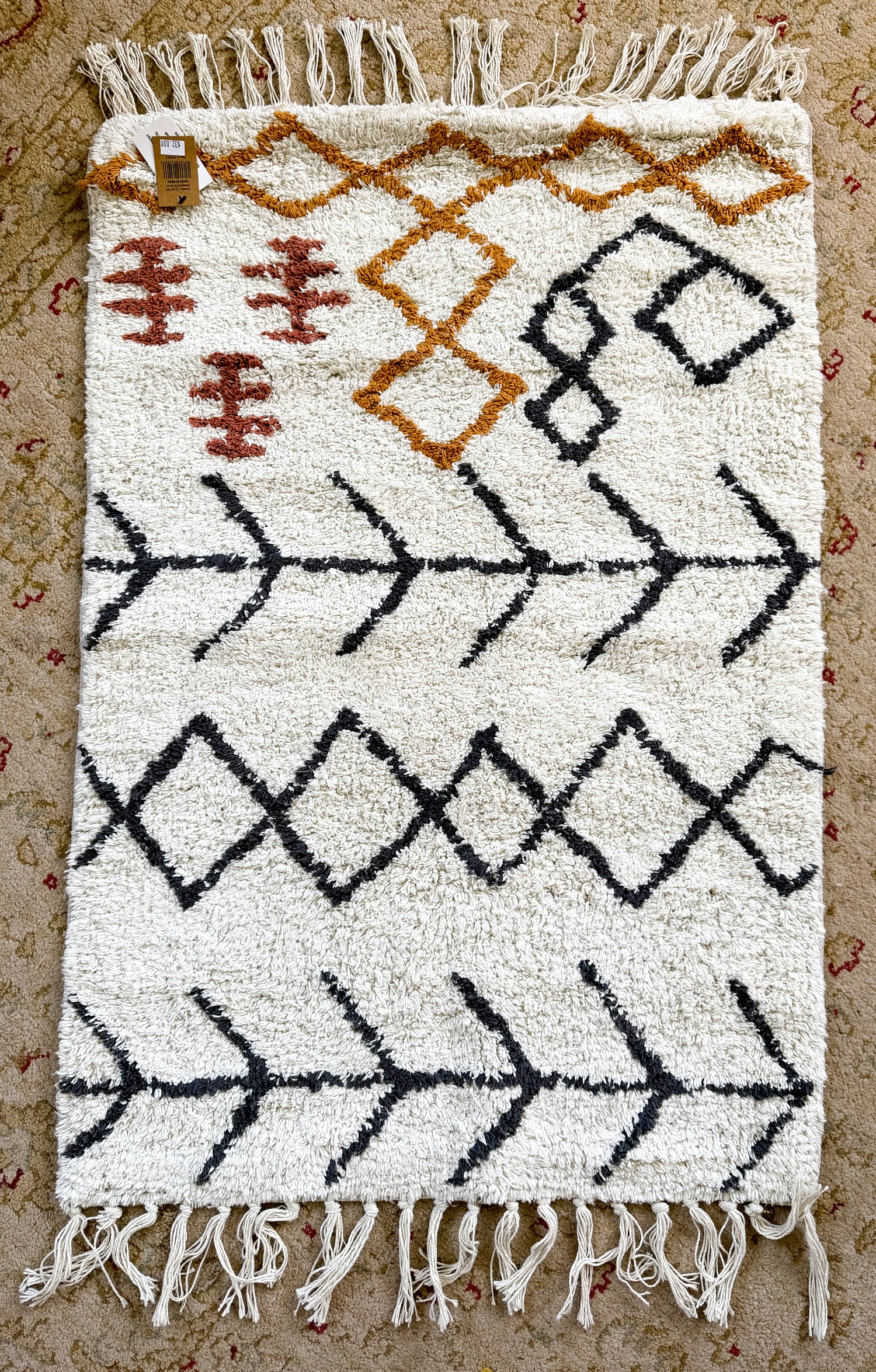 2'x3' Cotton Tufted Rug, Abstract Design