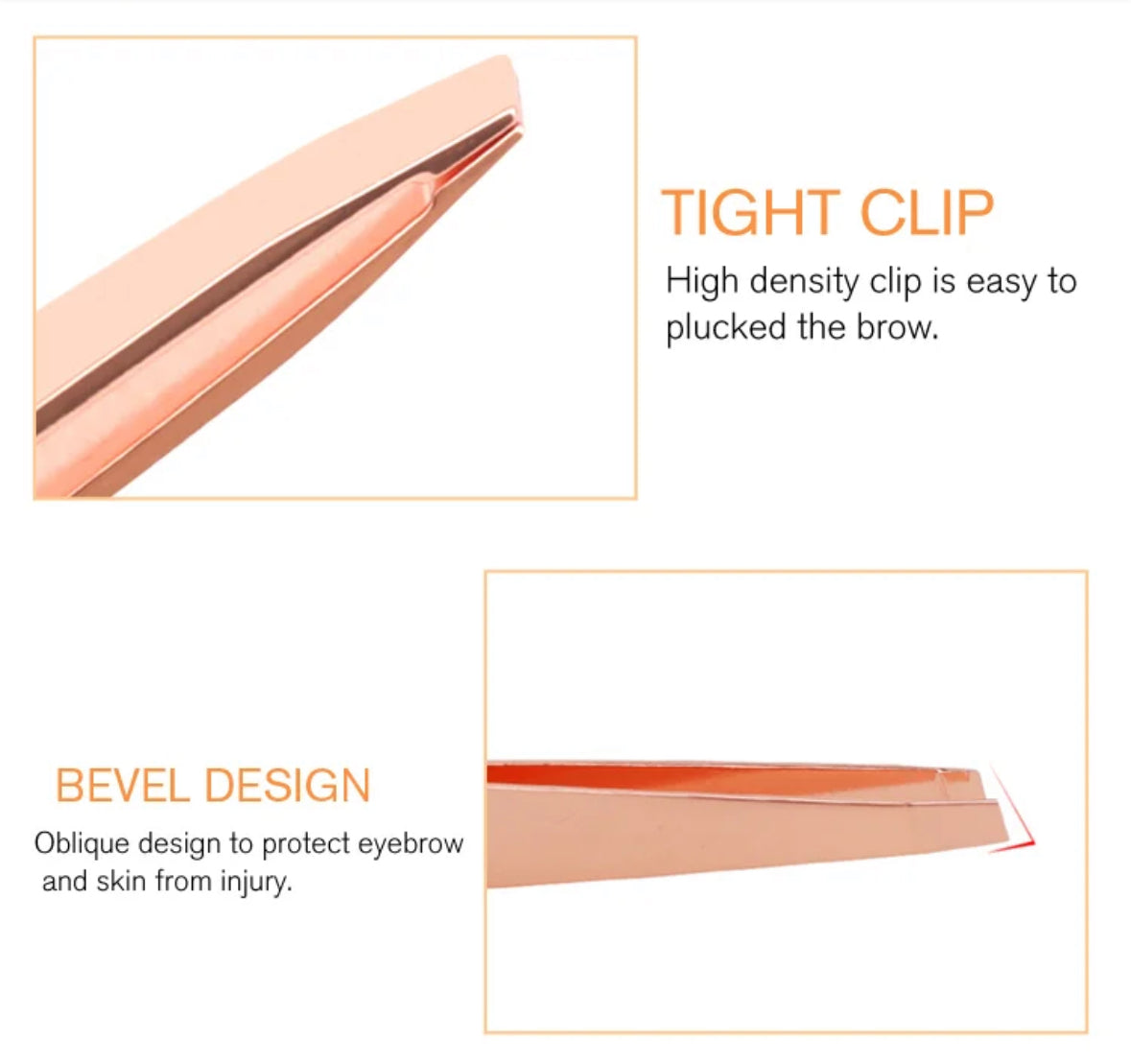 Pinza para cejas inclinada de acero inoxidable