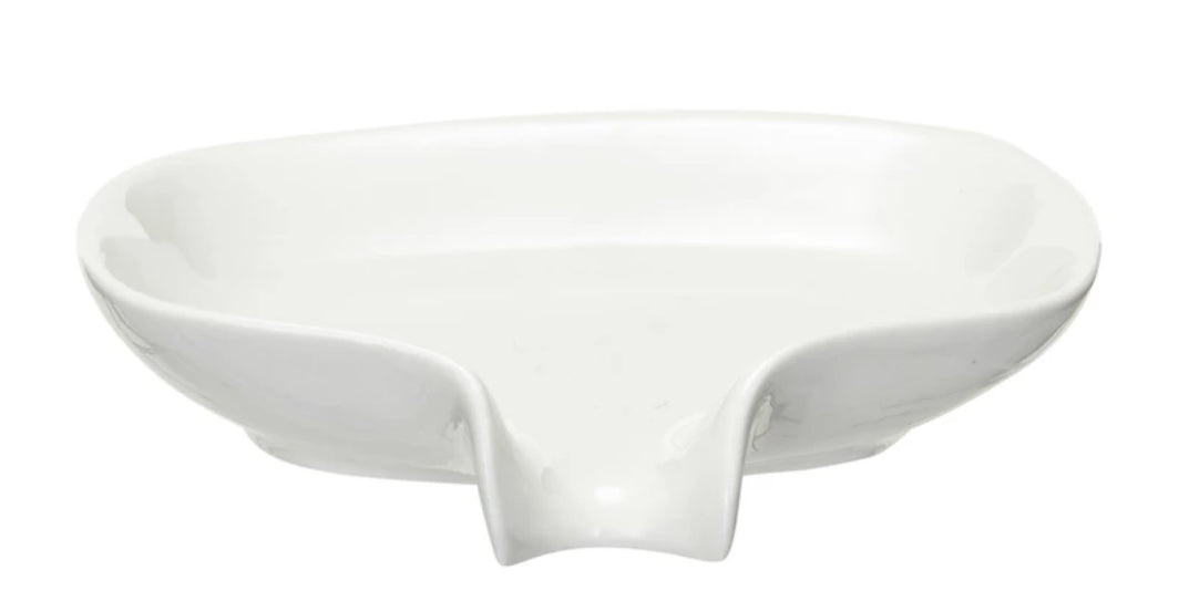 Stoneware Soap Dish W/ Drip Spout in White