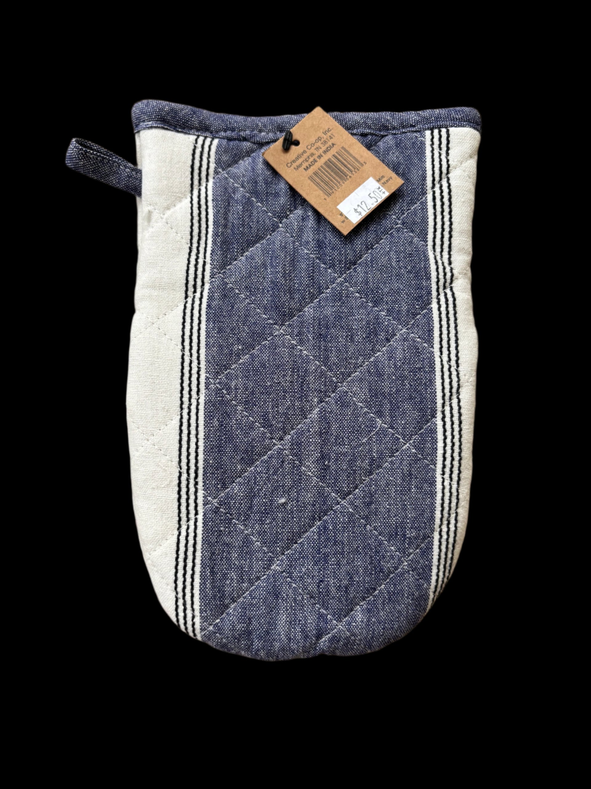 100% Cotton Blue Stripped Oven Mitt