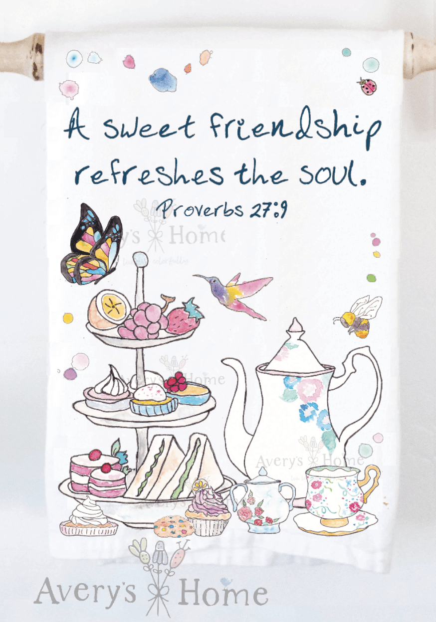 A Friendship Refreshes The Soul Tea Party Kitchen Towel - Bumble & Bleat Soapery