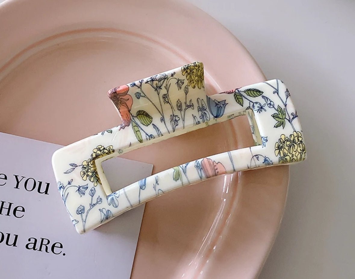 Acetate Floral Print Claw Clip - Bumble & Bleat Soapery