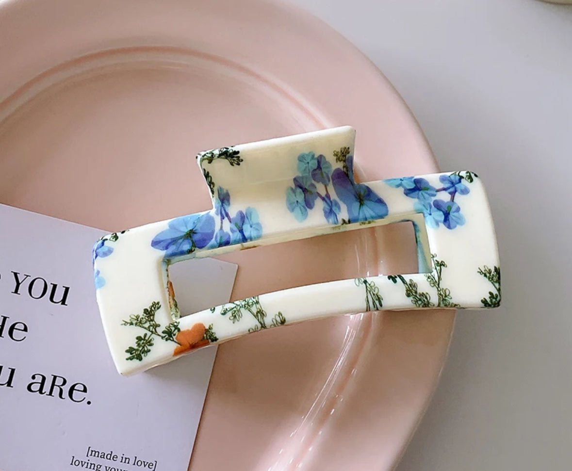 Acetate Floral Print Claw Clip - Bumble & Bleat Soapery