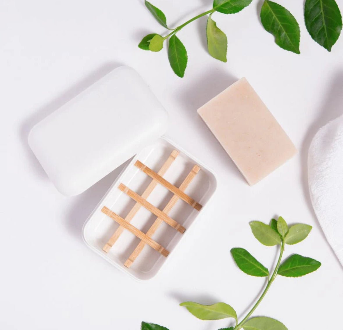 Biodegradable, draining, bamboo fiber travel soap dish - Bumble & Bleat Soapery