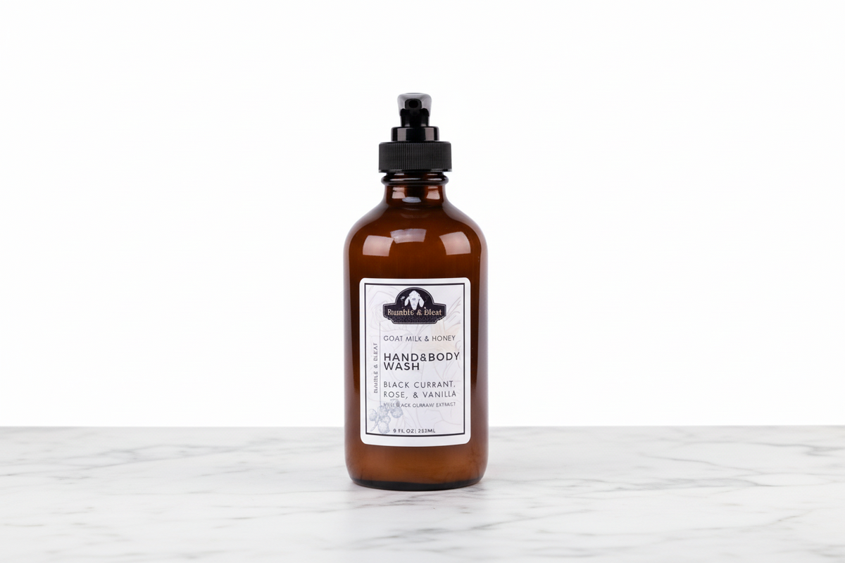 Black Currant, Rose, & Vanilla Hand & Body Wash - Bumble & Bleat Soapery