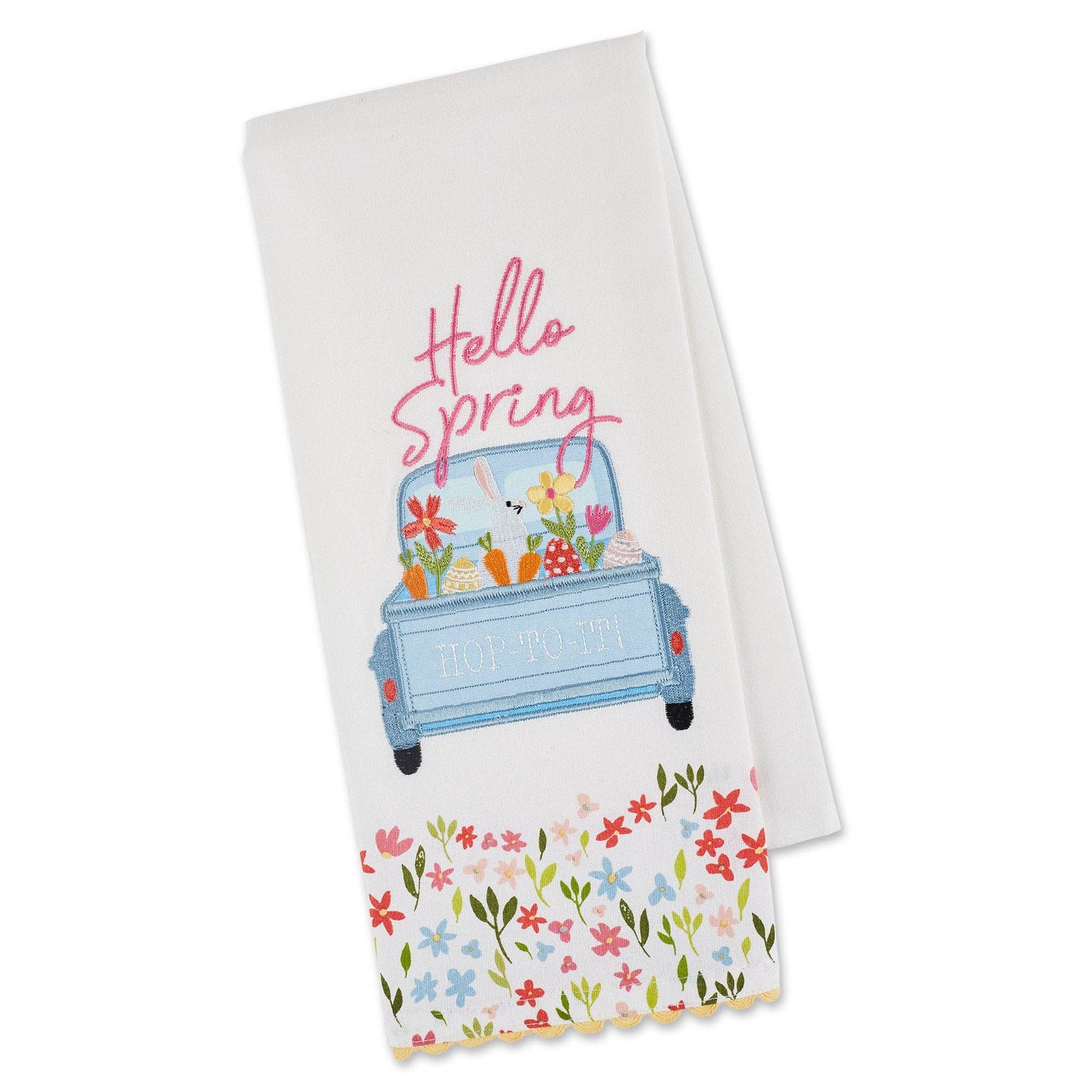 Bunny Truck Embellished Dishtowel - Bumble & Bleat Soapery