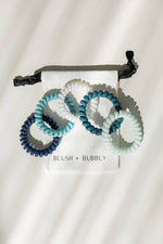 Coil Hair Tie Set of 5, Gloss Hair Coils, Shades of Blue - Bumble & Bleat Soapery