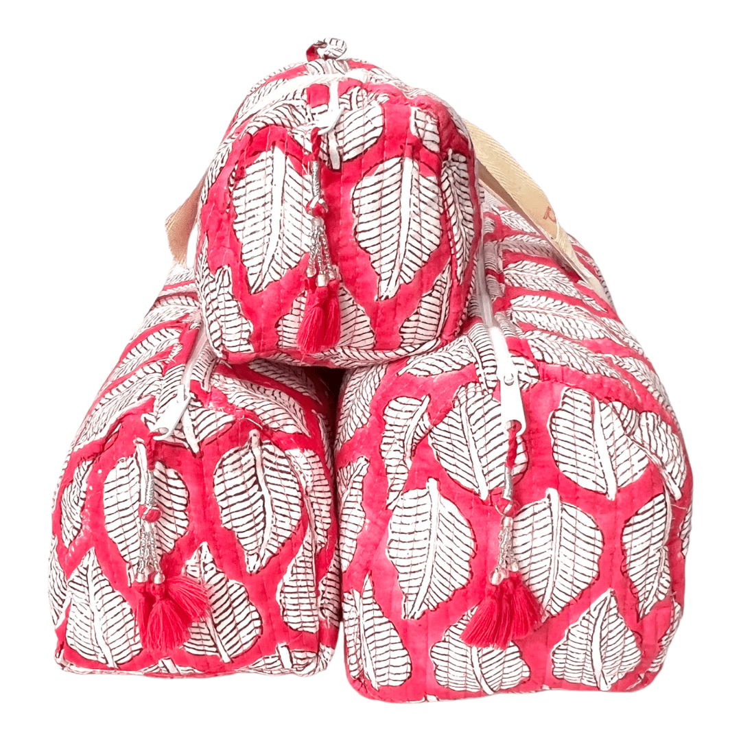 Cosmetic Bags, 9" x 5" x 5", Red Leaf - Bumble & Bleat Soapery