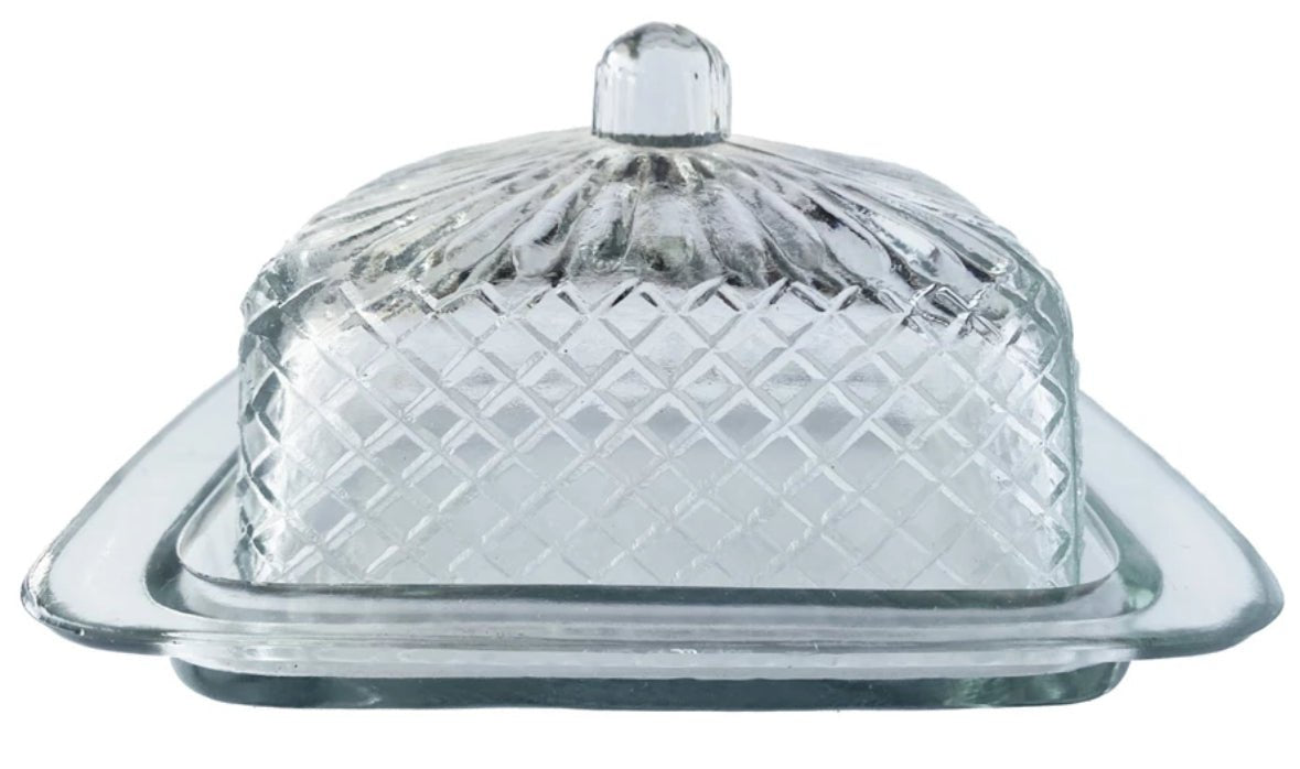 Cut Recycled Glass Butter Dish - Bumble & Bleat Soapery