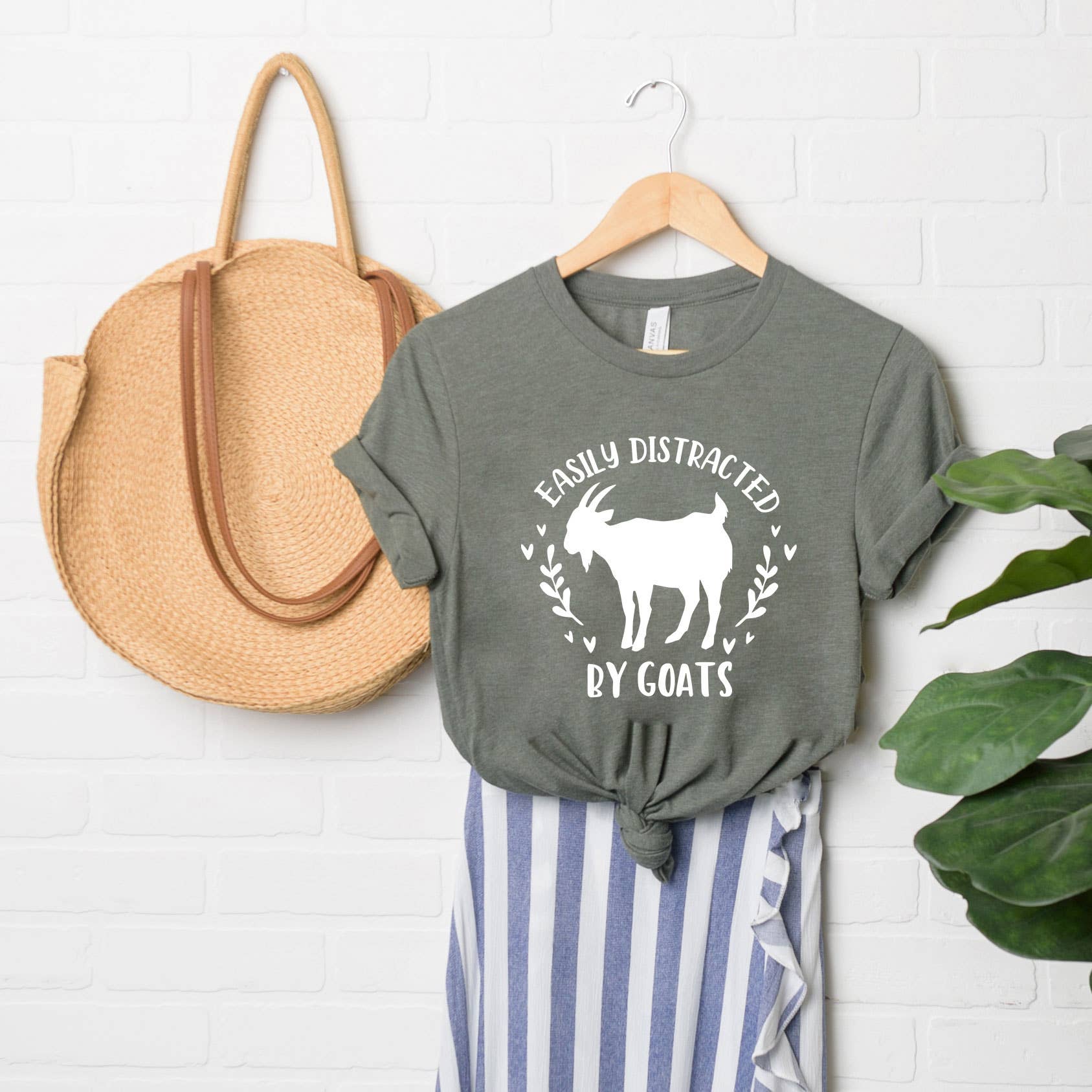 Easily Distracted By Goats Short Sleeve Graphic Tee, L - Bumble & Bleat Soapery
