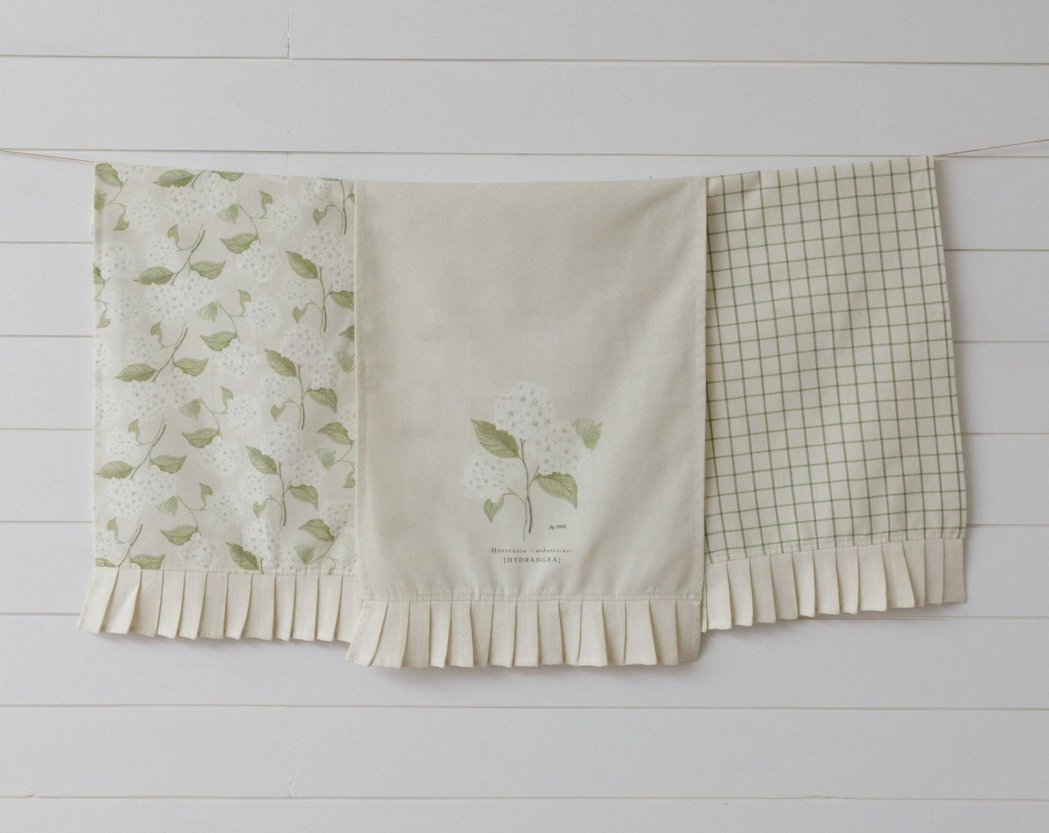 Tea Towels - White Hydrangea, 3Pc Set