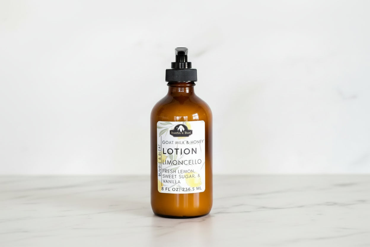 Goat milk & honey body lotion in limoncello scent for soft, hydrated skin