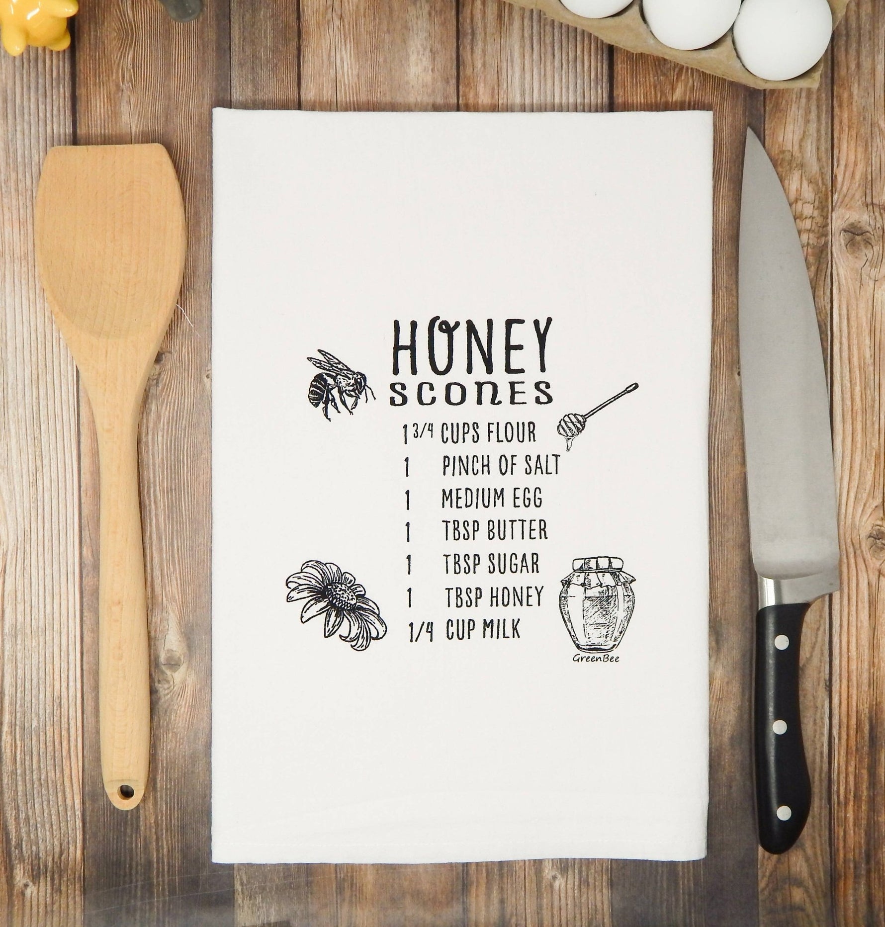 Honey Scones Recipe Tea Towel - Bumble & Bleat Soapery