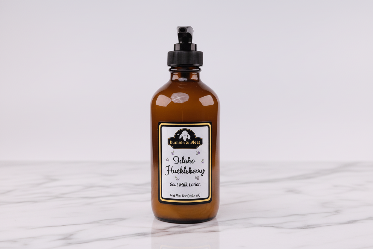 Idaho Huckleberry goat milk and honey nourishing and hydration body lotion- Bumble & Bleat Soapery