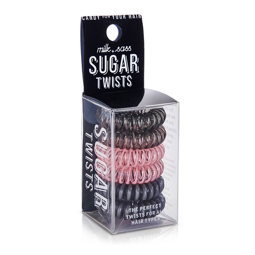 SUGAR TWISTS coleteros en espiral rosa gris