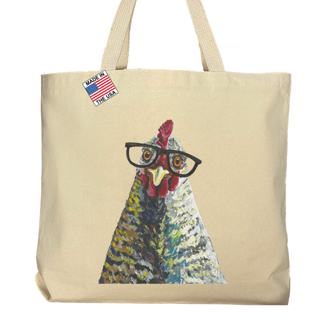 Pocket Tote Bag, Chicken Tote Bag, Chicken Beach Bag