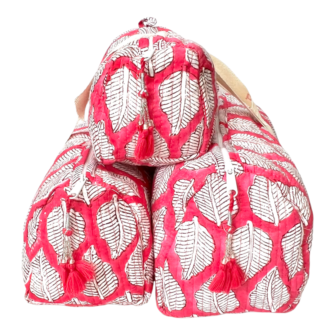 Bolsas para cosméticos, 9" x 5" x 5", hoja roja