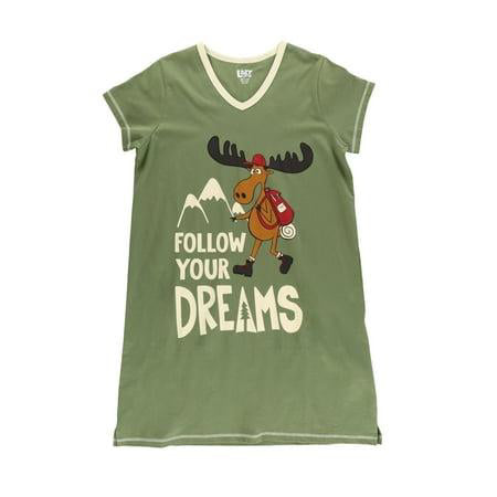 LazyOne Camisón para mujer con cuello en V para dormir (Follow Your Dreams)