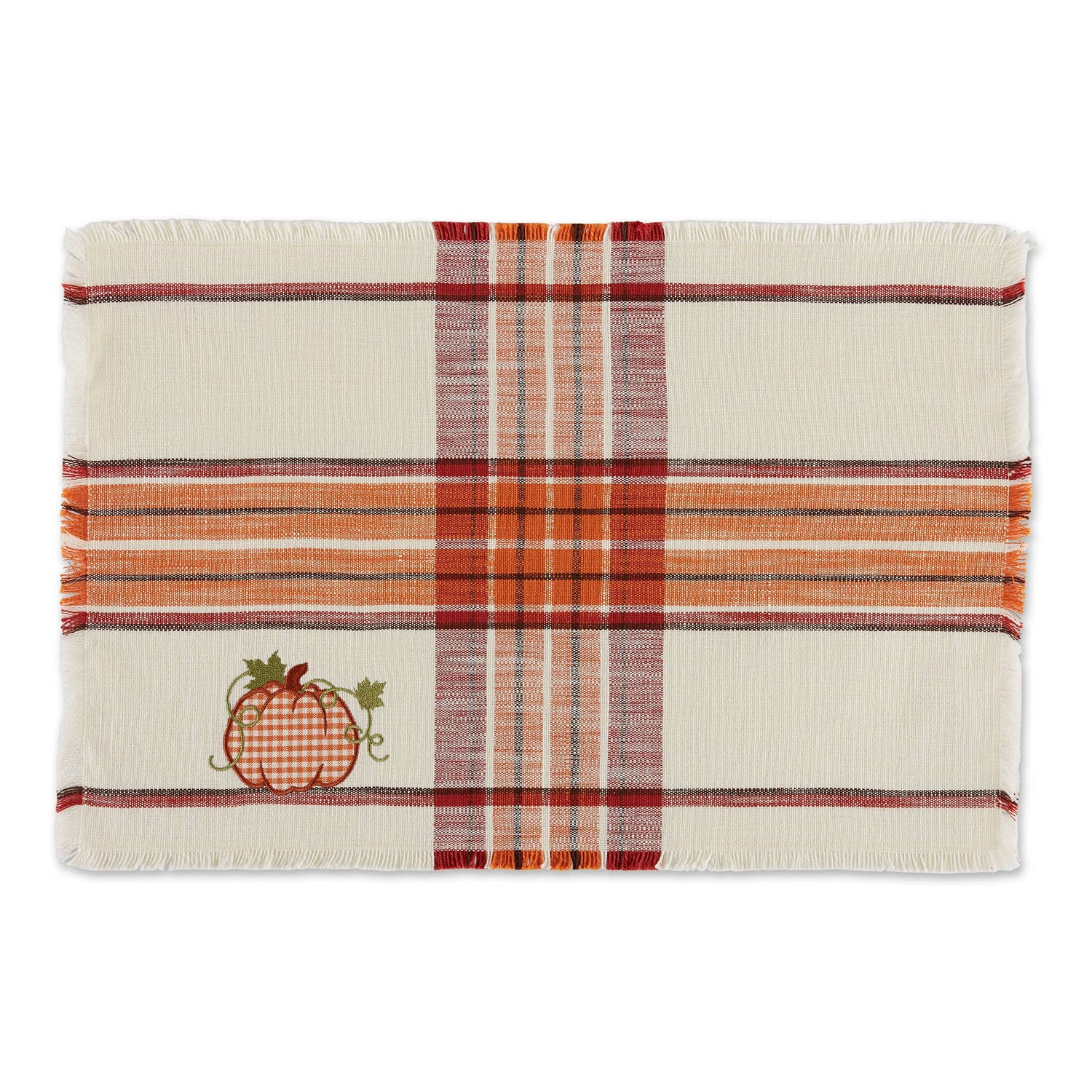 Pumpkin Spice Plaid Embellished Placemat - Bumble & Bleat Soapery