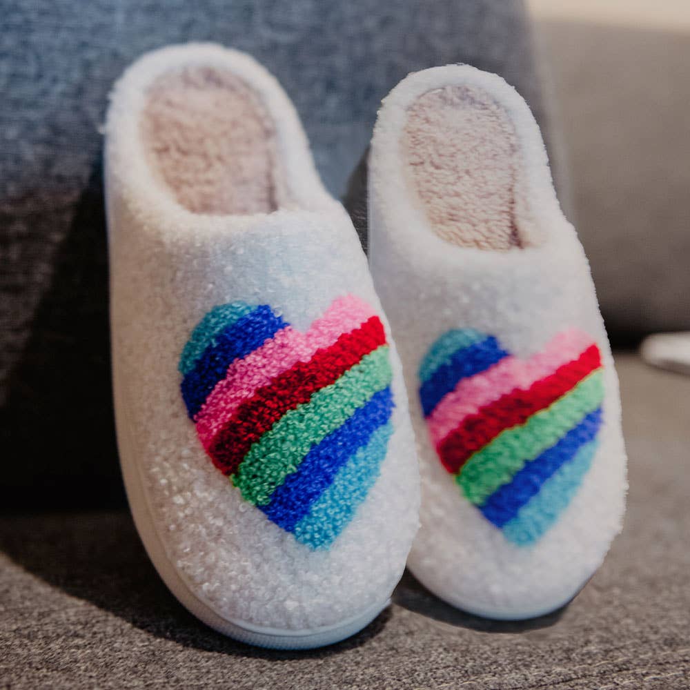 Rainbow Heart Slipper House Shoes - Bumble & Bleat Soapery