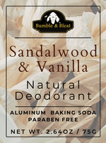 Sandalwood & Vanilla Natural Deodorant - Bumble & Bleat Soapery