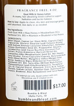Simply Fragrance Free Goat Milk & Honey Lotion - Bumble & Bleat Soapery