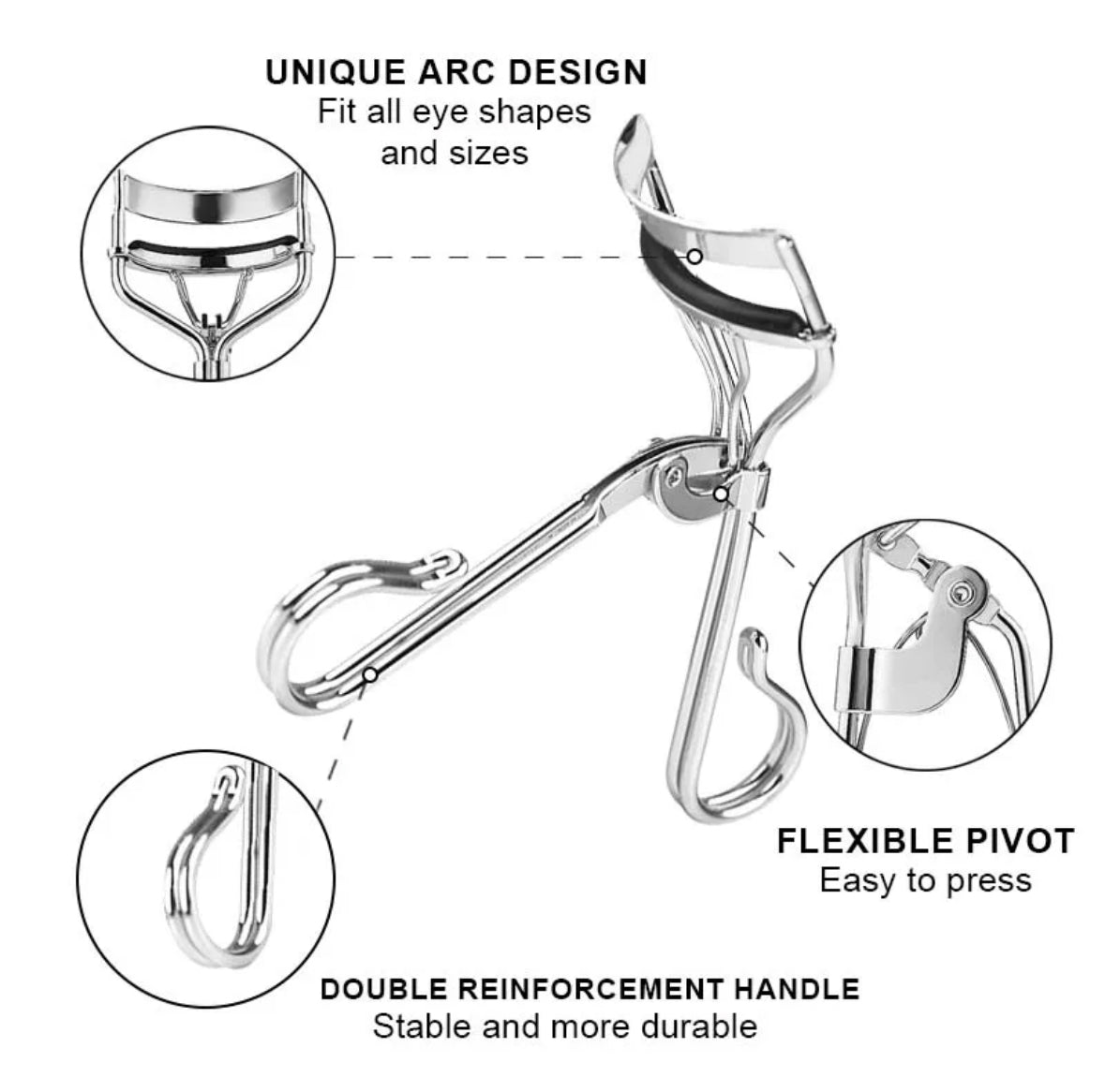 Stainless Steel Eyelash Curler with Silicone Pad - Bumble & Bleat Soapery