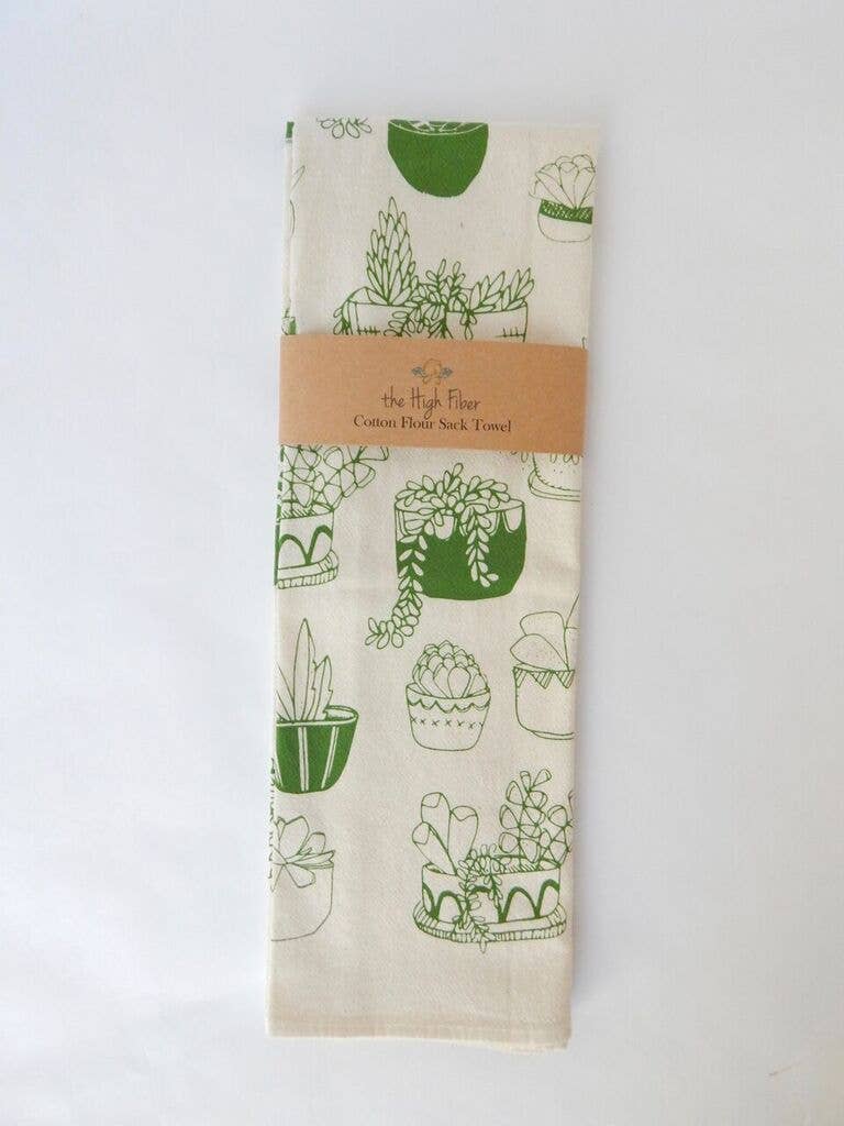 Succulents Kitchen Towel, Tea Towel - Bumble & Bleat Soapery