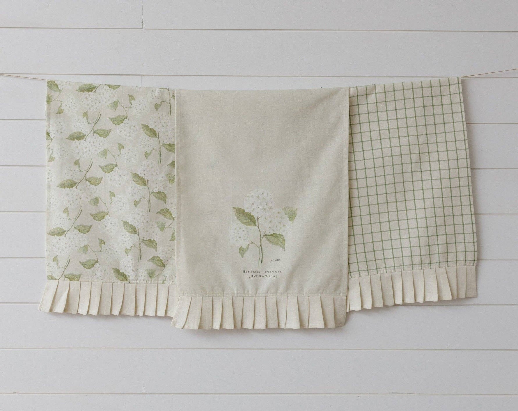 Tea Towels - White Hydrangea, 3Pc Set - Bumble & Bleat Soapery