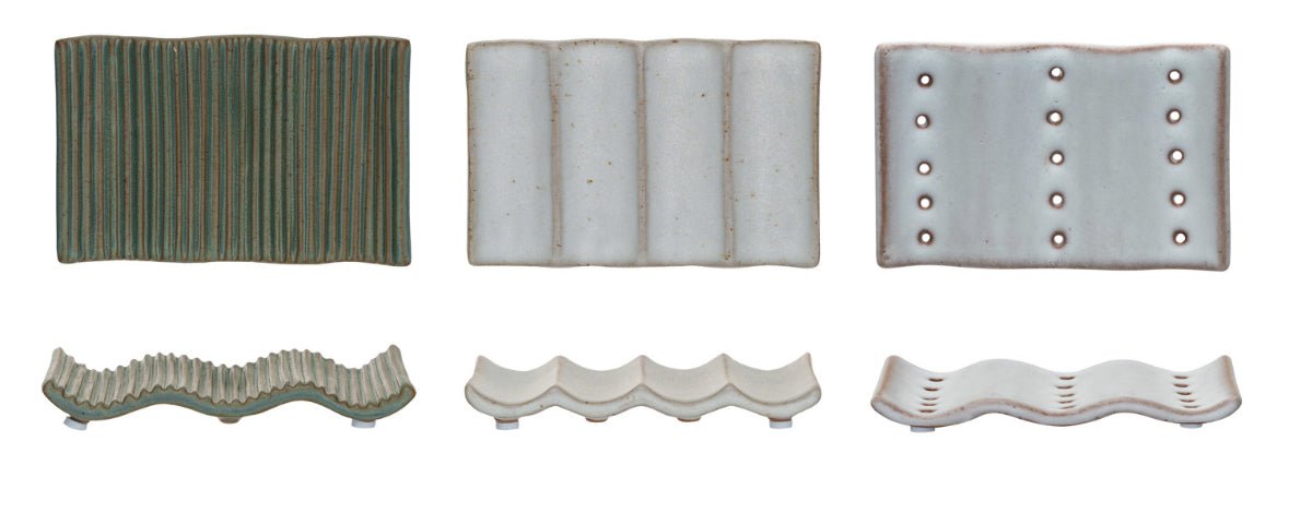 Wavy Stoneware Soap Dishes, 3 styles - Bumble & Bleat Soapery
