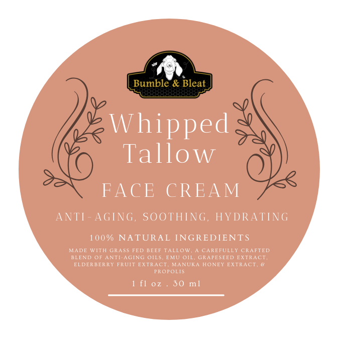 Whipped Tallow Anti - Aging, Soothing, & Hydrating Face Cream - Bumble & Bleat Soapery