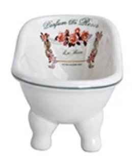 White Ceramic Clawfoot Bathtub Soap dish with Flowers - Bumble & Bleat Soapery