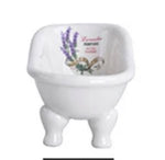 White Ceramic Clawfoot Bathtub Soap dish with Flowers - Bumble & Bleat Soapery