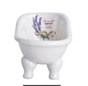 White Ceramic Clawfoot Bathtub Soap dish with Flowers - Bumble & Bleat Soapery